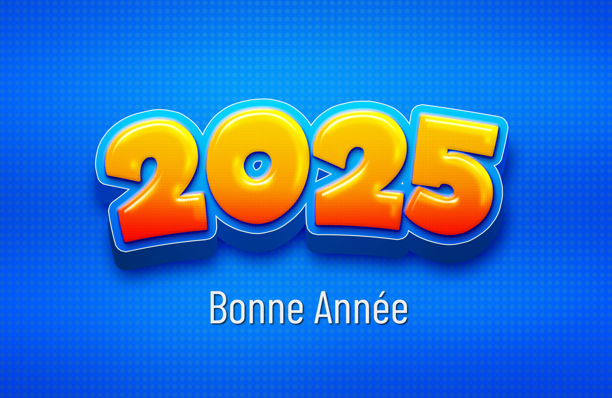 Image Bonne Année 2025 orange avec fond bleue