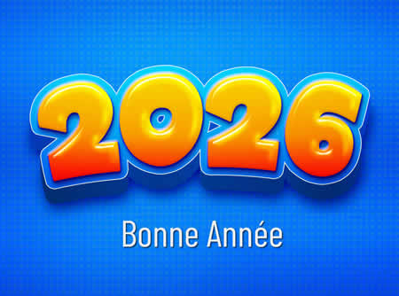 2026 orange avec fond bleue