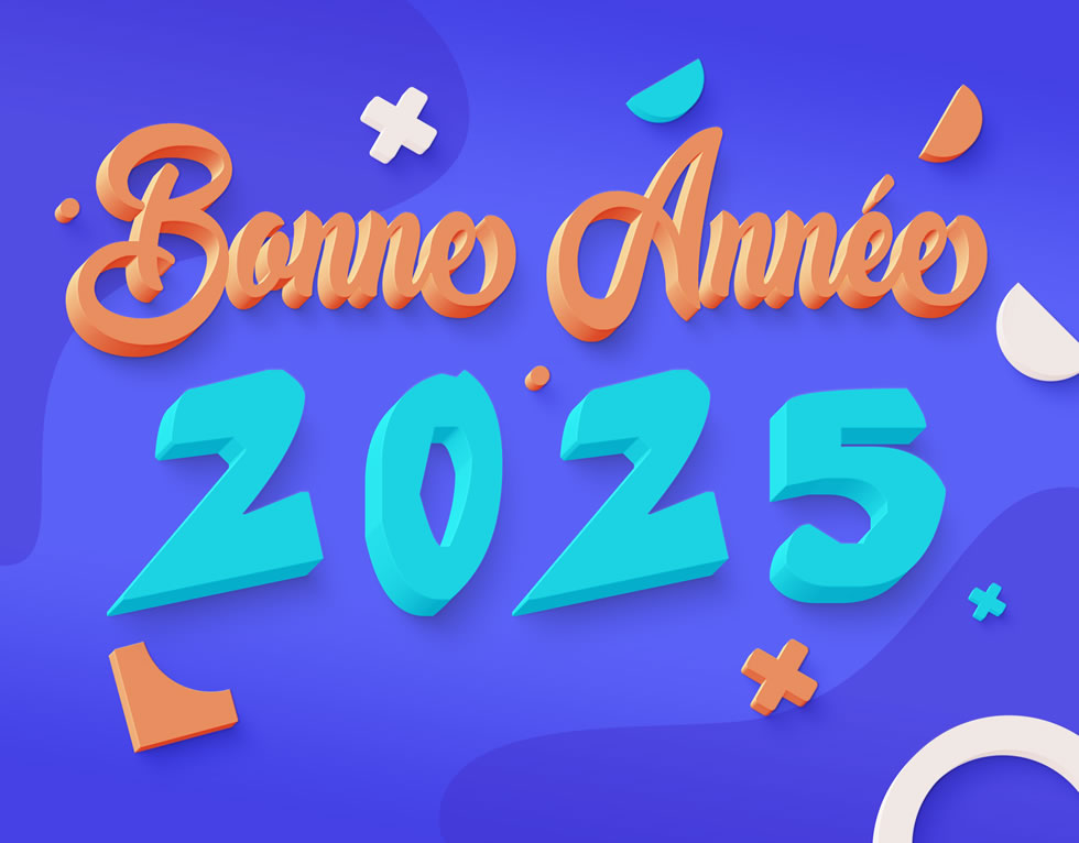 Image Vœux de Bonne Année 2025 en bleu