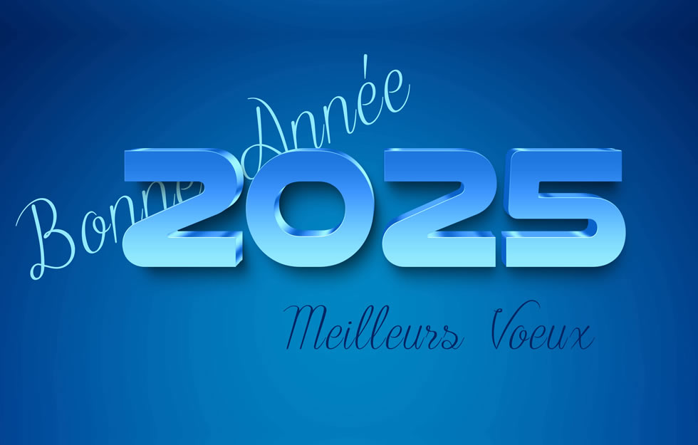 Bonne Année 2025 en 3D, couleur bleu clair