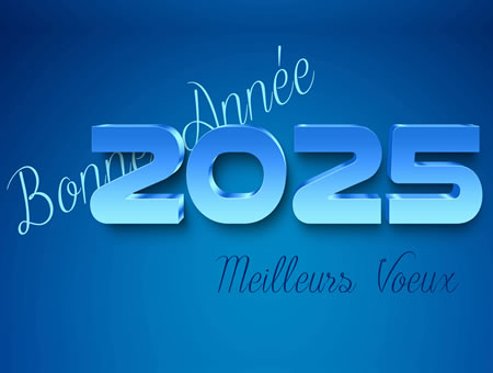 Bonne Année 2025 en 3D, couleur bleu clair