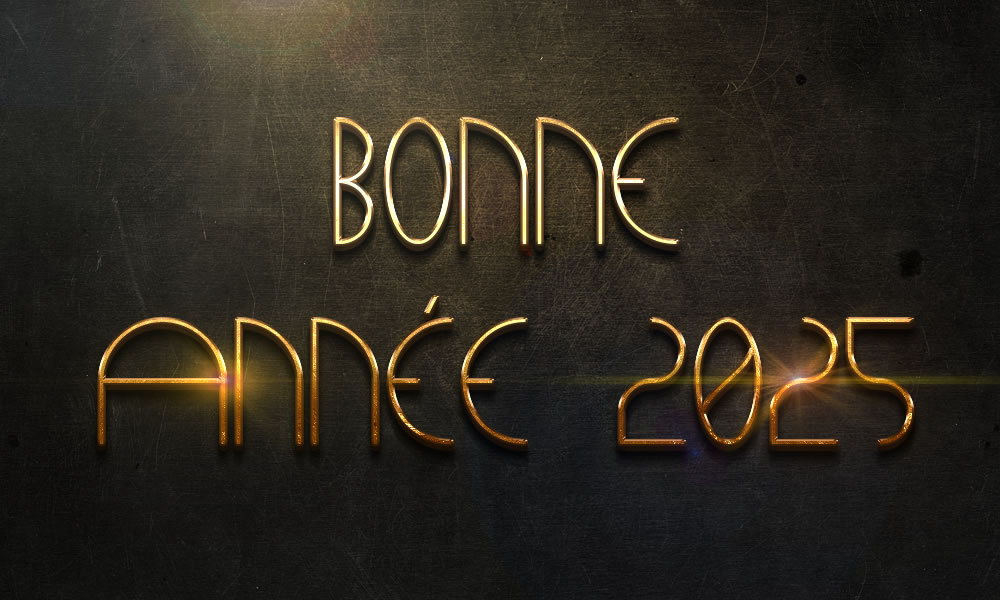 Image bonne année 2025 avec des reflets dorés