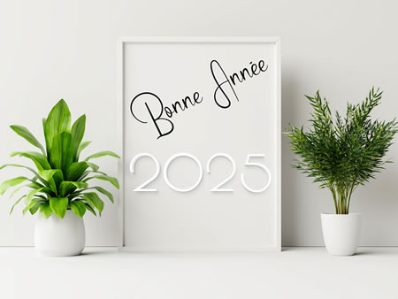 bonne année 2024 image en 3D avec les plantes