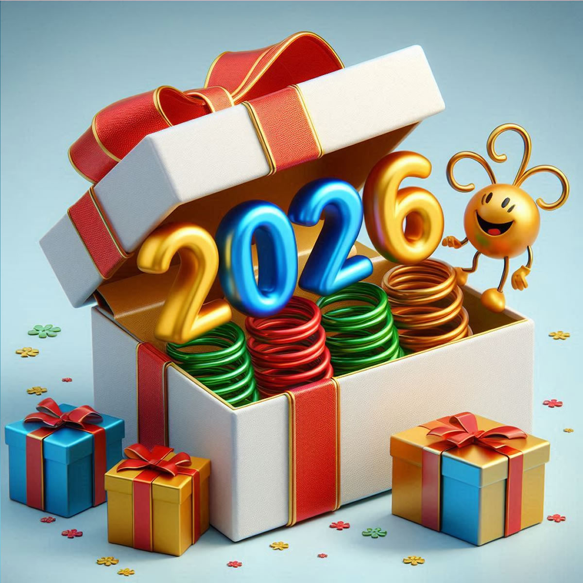 Image Bonne année avec Coffret cadeau avec surprise