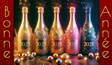 photo bonne année avec bouteille de champagne